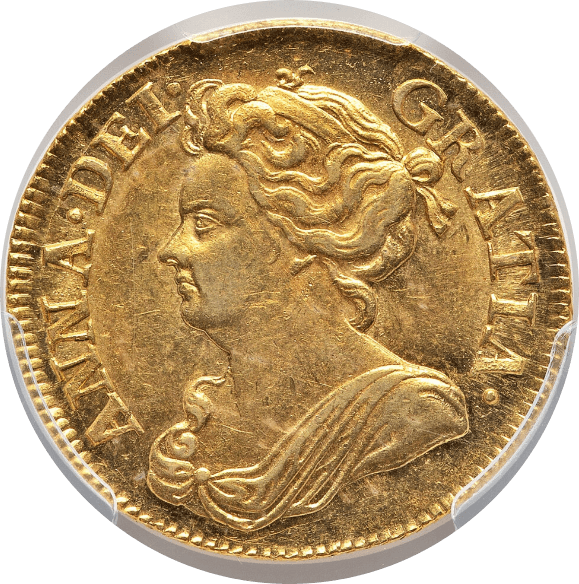【AU58】1714年 イギリス アン女王 1ギニー金貨(表)