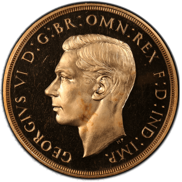 【PR 64+ CAMEO】1937年 イギリス　ジョージ６世 5ポンド金貨(表)