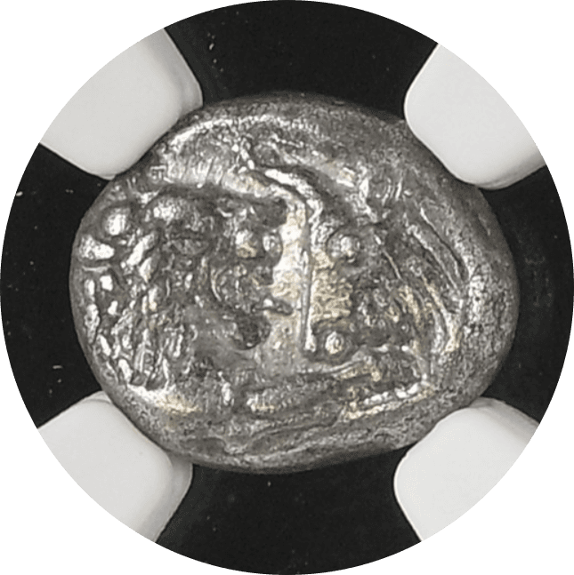 【AU★ 5/5 4/5】紀元前561年?546年 古代リディア王国 クロイソス王 1/6スターテル銀貨(表)