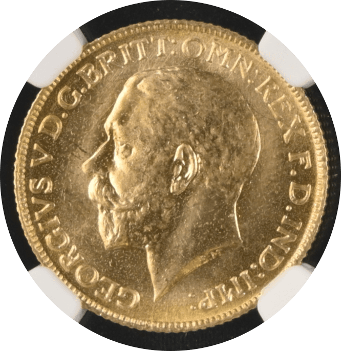 【MS66】1925年 イギリス ジョージ5世 1ソブリン金貨(表)