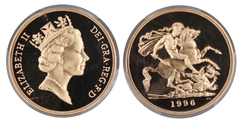 【PR69 DEEP CAMEO】1996年 イギリス エリザベス2世 5ポンド金貨