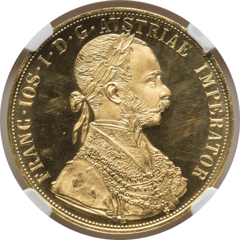 【MS65】1915年 オーストリア フランツ・ヨーゼフ1世 リストライク 4ダカット金貨(表)