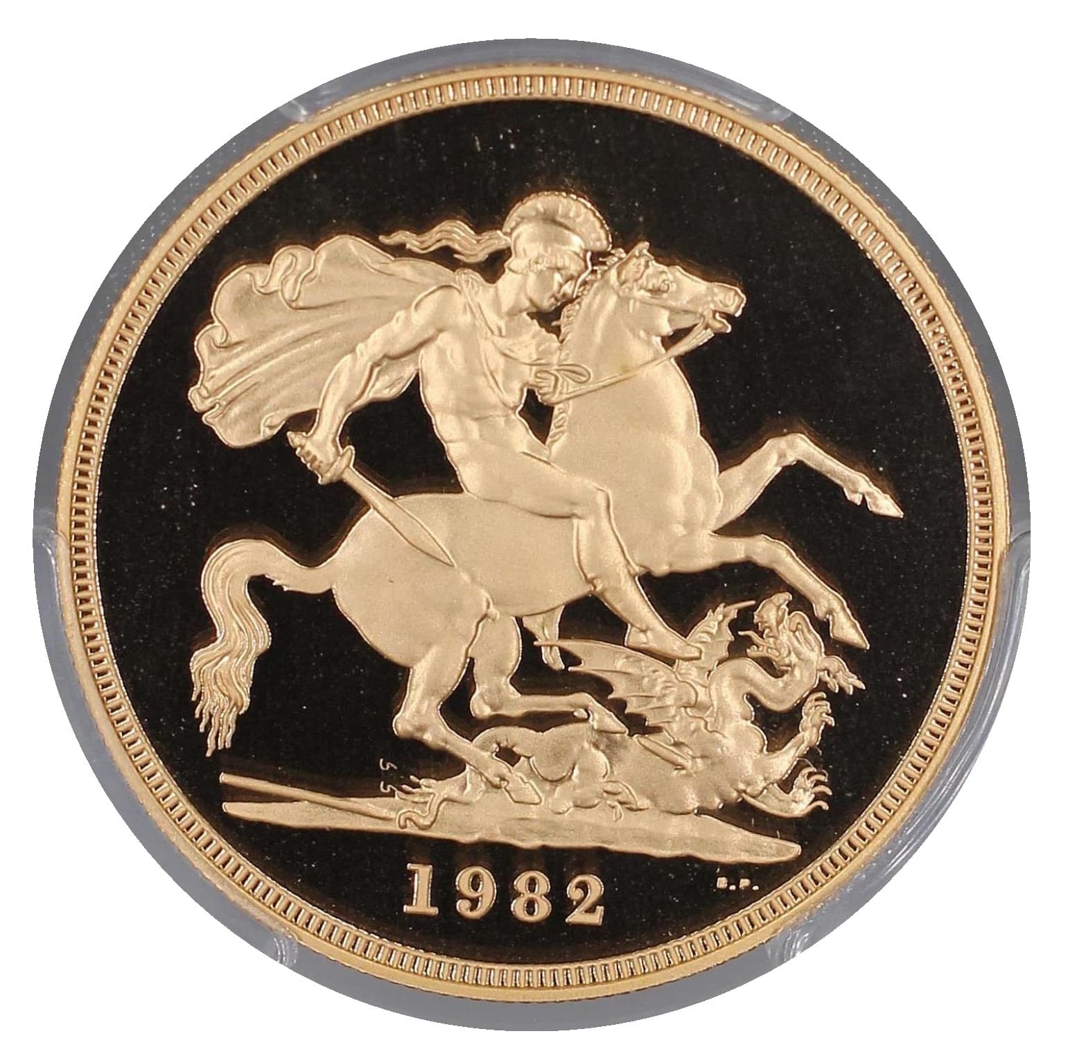 【PR70 DEEP CAMEO】1982年 エリザベス2世 5ポンド プルーフ金貨(裏)