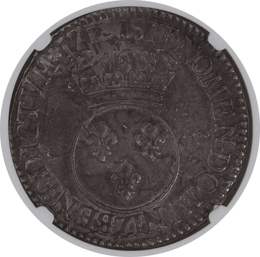 【AU55】1718年 フランス ルイ15世 エキュ銀貨(裏)