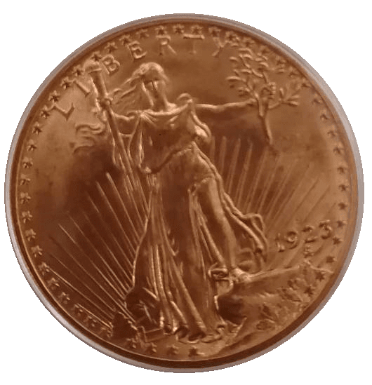 【MS67】1923年 アメリカ セント・ゴーデンズ ダブルイーグル 20ドル金貨(表)