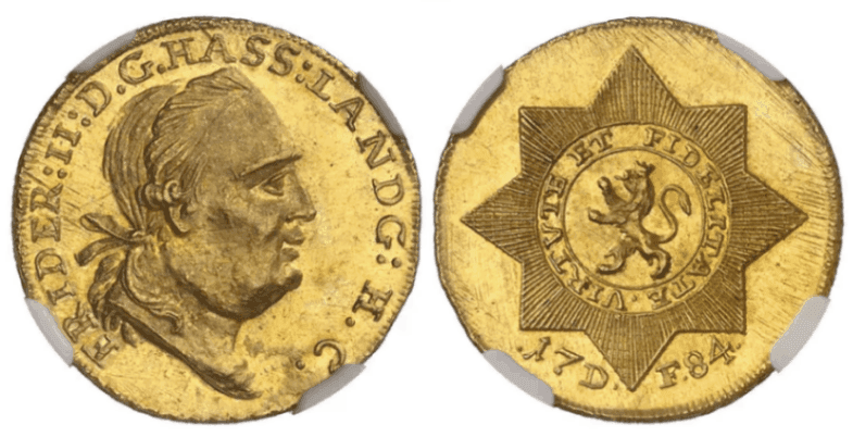 【MS64】1784年 神聖ローマ帝国 ドイツ フリードリヒ2世 5ターラー金貨