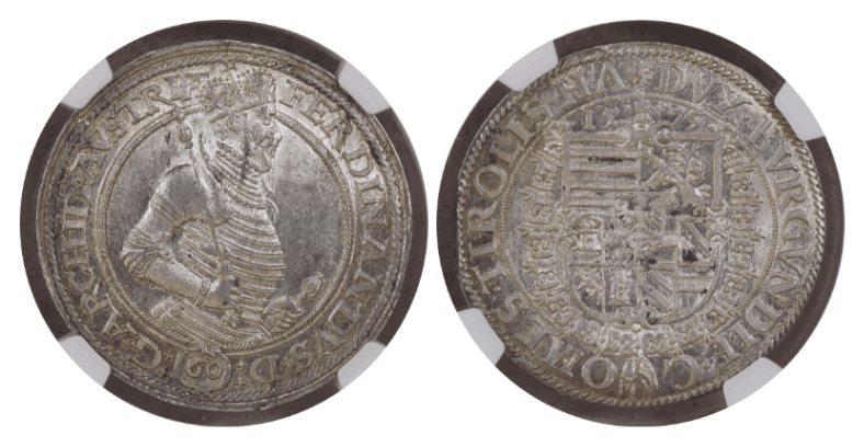 【MS65+★】1575年 神聖ローマ帝国 オーストリア フェルディナンド1世 ターラー銀貨