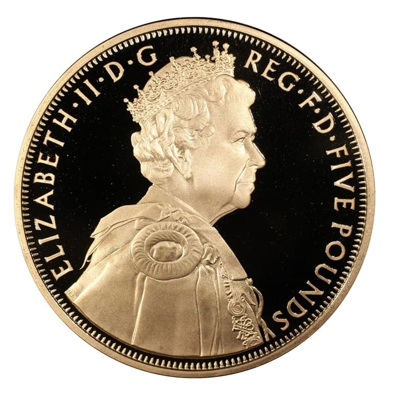 【PR69 DEEP CAMEO】2012年 イギリス エリザベス2世 即位60周年記念 5ポンド金貨(裏)