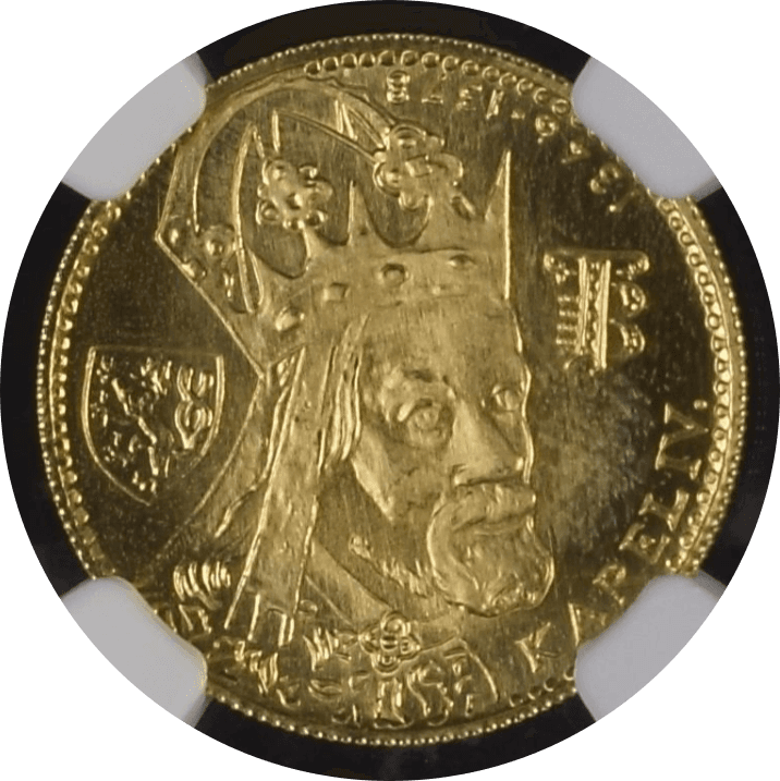 【MS66】1978年 チェコスロバキア カール4世 没後600年記念 1ダカット金貨(表)