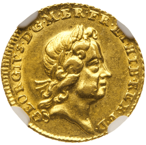 【AU55】1718年 イギリス ジョージ1世 1/4ギニー金貨(表)