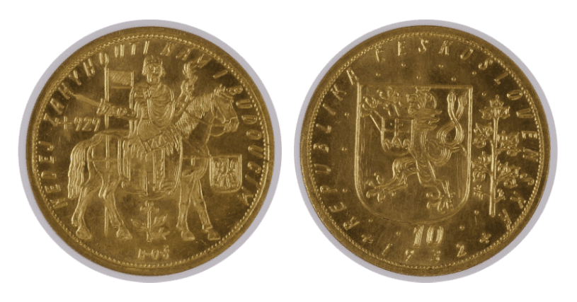 【MS65】1932年 チェコスロバキア 10ダカット金貨