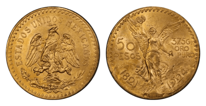 【MS62〜MS65】1921年〜1946年 メキシコ 勝利の女神 50ペソ金貨 15枚フルセット
