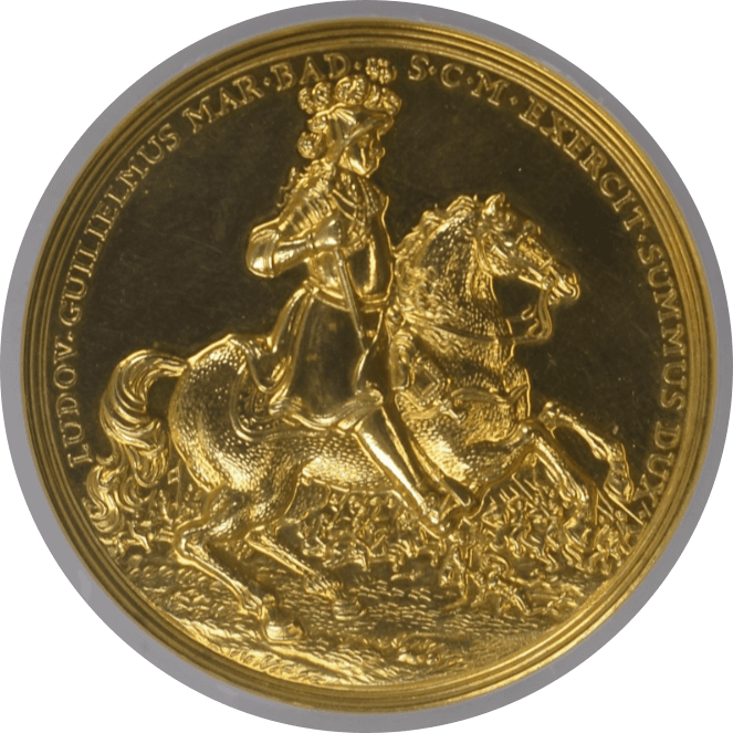 【MS63 PL】1955年 ドイツ バーデン ルートヴィッヒ・ヴィルヘルム 生誕300年記念金メダル(表)