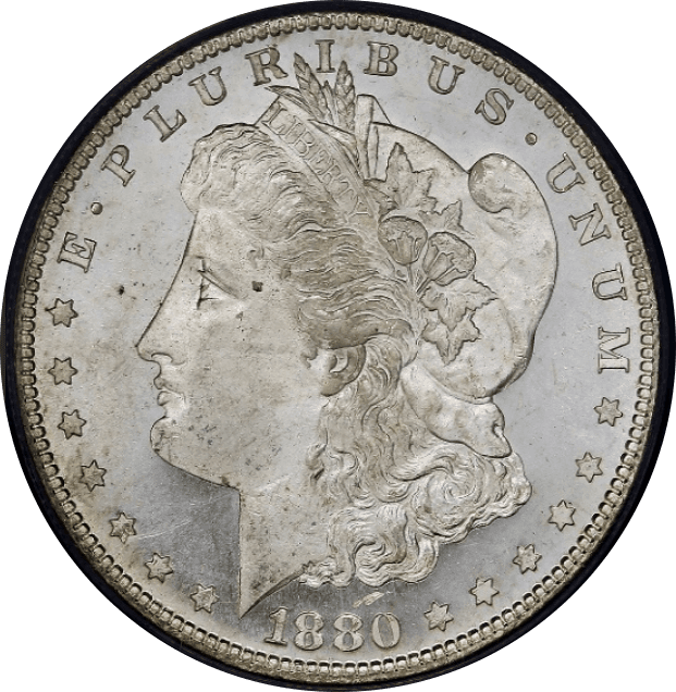 【MS65】1880年S アメリカ モルガンダラー 1ドル銀貨(表)
