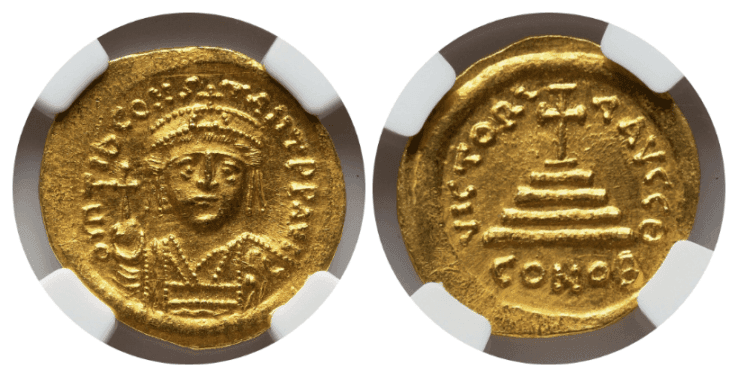 【MS 5/5 4/5】578年〜582年 ビザンツ帝国(東ローマ帝国)ティベリウス2世 ソリダス金貨