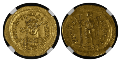 【Ch AU 5/5 2/5】457年〜474年 ビザンツ帝国(東ローマ帝国)レオ1世 ソリダス金貨(表)