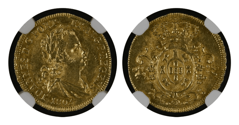 【MS63】1805年 ポルトガル ジョアン6世 1/2エスクード 金貨