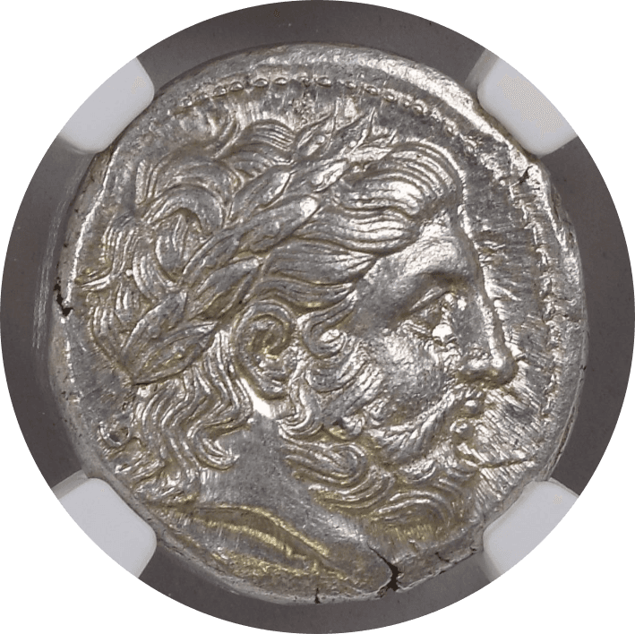 【Ch MS 5/5 5/5】紀元前359年〜336年 古代マケドニア王国 フィリポス2世 テトラドラクマ銀貨(表)