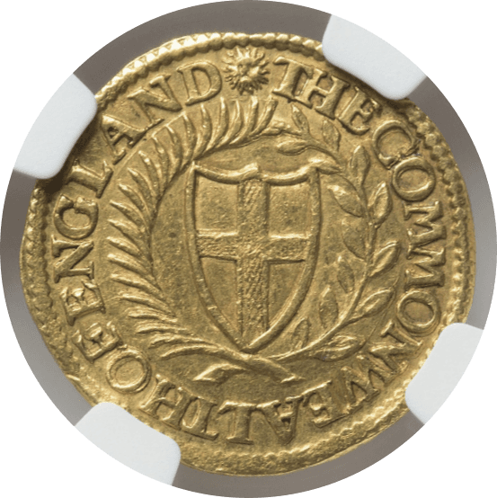 【MS62】1650年 イギリス コモンウェルス 1クラウン金貨(裏)