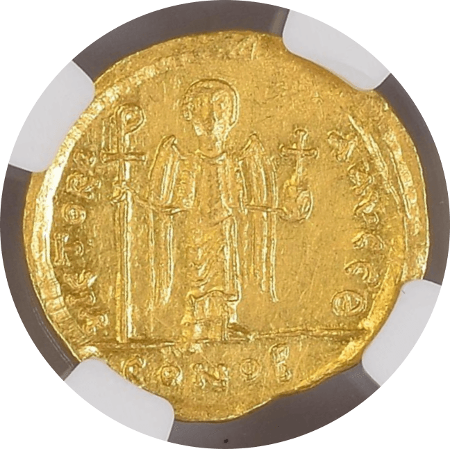 【MS 4/5 4/5】582年〜602年 ビザンツ帝国 マウリキウス・ティベリウス ソリダス金貨(裏)