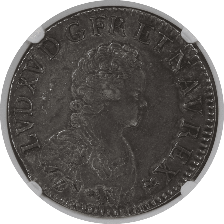 【AU55】1718年 フランス ルイ15世 エキュ銀貨(表)