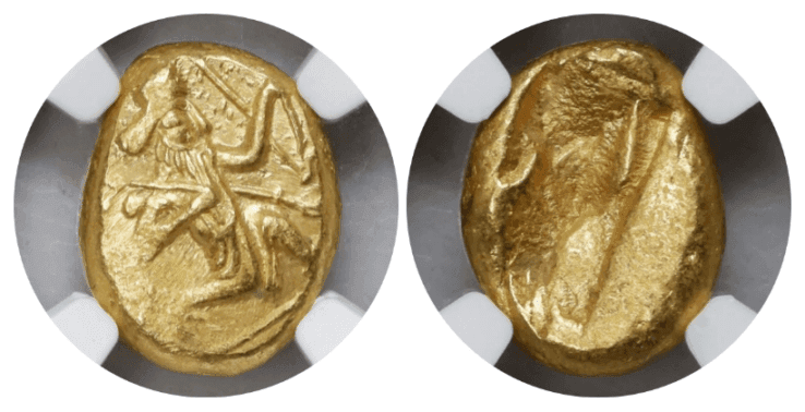 【Ch AU 4/5 4/5】紀元前5世紀頃 古代アケメネス朝ペルシア ダリック金貨