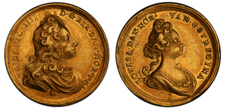 【SP55】1699~1730年 デンマーク王国 フレデリク四世・王妃ルイーゼ 1ダカット金メダル