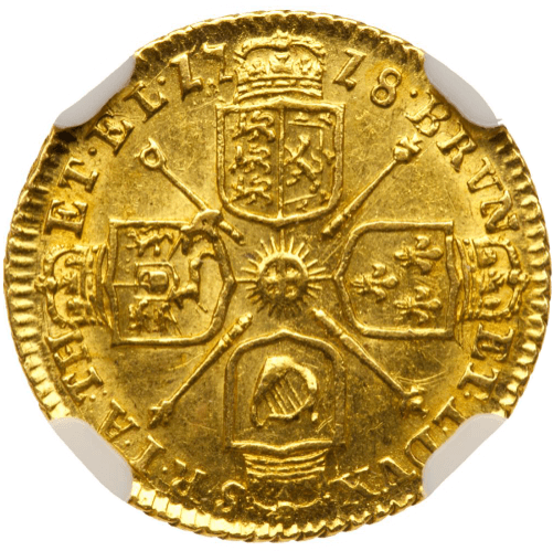 【AU55】1718年 イギリス ジョージ1世 1/4ギニー金貨(裏)