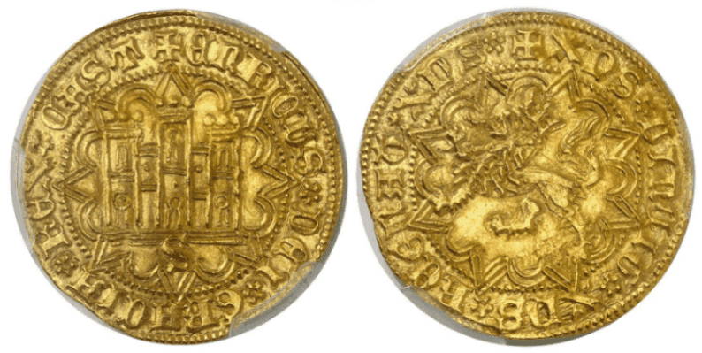 【MS63】1454年〜1474年 カスティーリャ王国(スペイン王国)エンリケ 4 世 カステリャーノ金貨