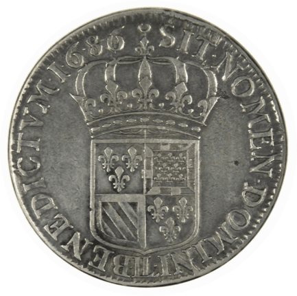 【VF35】1686年 フランス ルイ14世 エキュ銀貨(裏)