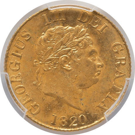 【MS62】1820年 イギリス ジョージ3世 1/2ソブリン金貨(表)