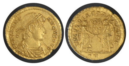 【MS 4/5 4/5】337年〜350年 ビザンツ帝国(東ローマ帝国)コンスタンス1世 ソリダス金貨(表)