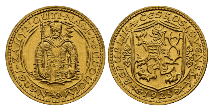 【MS62】1925年 チェコスロバキア 1ダカット金貨