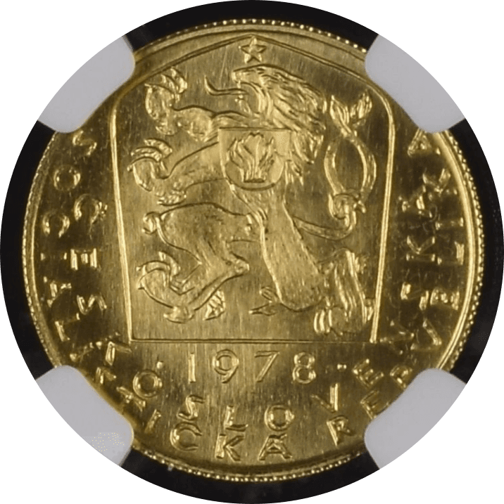 【MS66】1978年 チェコスロバキア カール4世 没後600年記念 1ダカット金貨(裏)