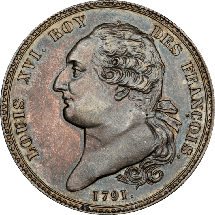 【MS61】1791年 フランス ルイ16世 試作貨幣「ESSAI」エキュ銀貨(表)
