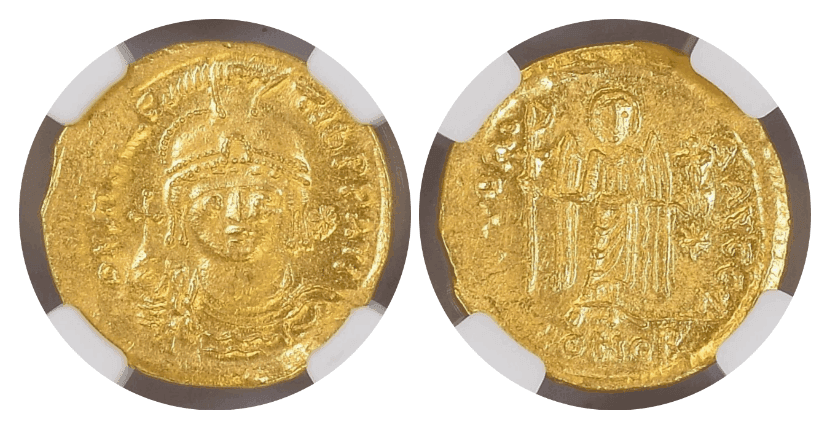【MS 4/5 3/5】582年〜602年 ビザンツ帝国 マウリキウス・ティベリウス ソリダス金貨