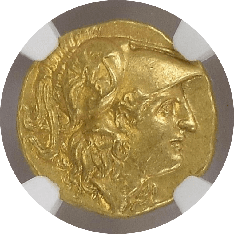 【AU★ 5/5 5/5】紀元前323年〜317年 古代マケドニア アレキサンダー3世 スターテル金貨(表)
