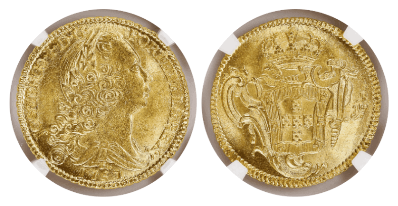【MS64】1757年 ポルトガル領ブラジル ジョゼ1世 6400レイス 金貨