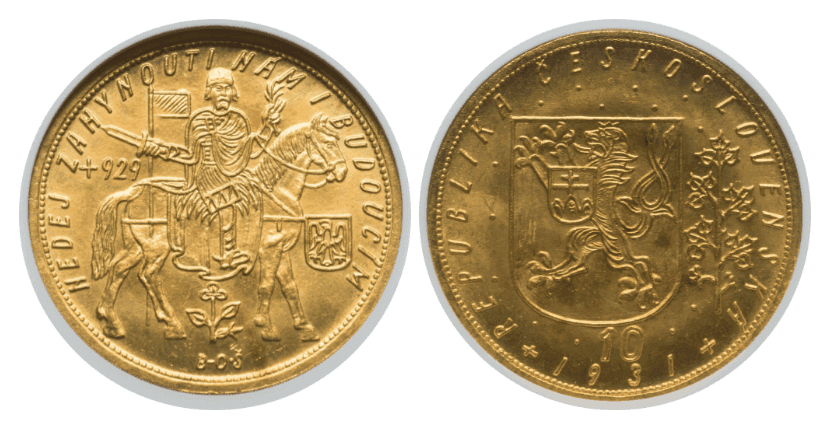 【MS65】1931年 チェコスロバキア 10ダカット金貨