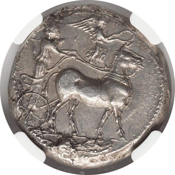 【MS 4/5 4/5】紀元前425年〜413年 古代ギリシア シチリア島 メッシーナ テトラドラクマ銀貨(裏)