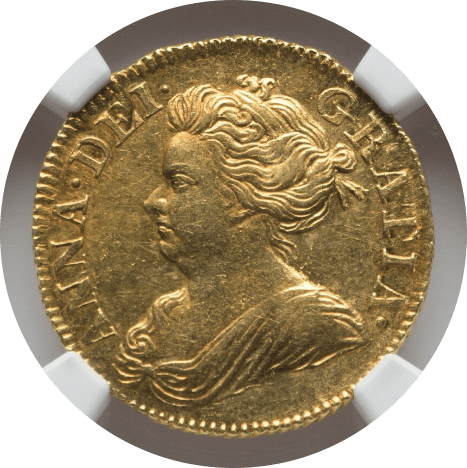 【MS62】1713年 イギリス アン女王 1/2ギニー金貨(表)