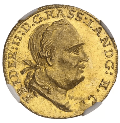 【MS64】1784年 神聖ローマ帝国 ドイツ フリードリヒ2世 5ターラー金貨(表)