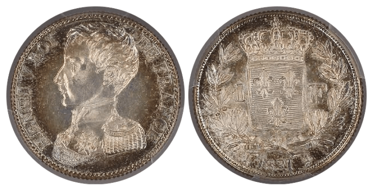SP64】1831年 フランス アンリ5世 試鋳貨 1フラン銀貨 | RareCoinShop