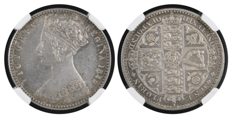 MS62】1849年 イギリス ヴィクトリア女王 ゴッドレス フローリン 2